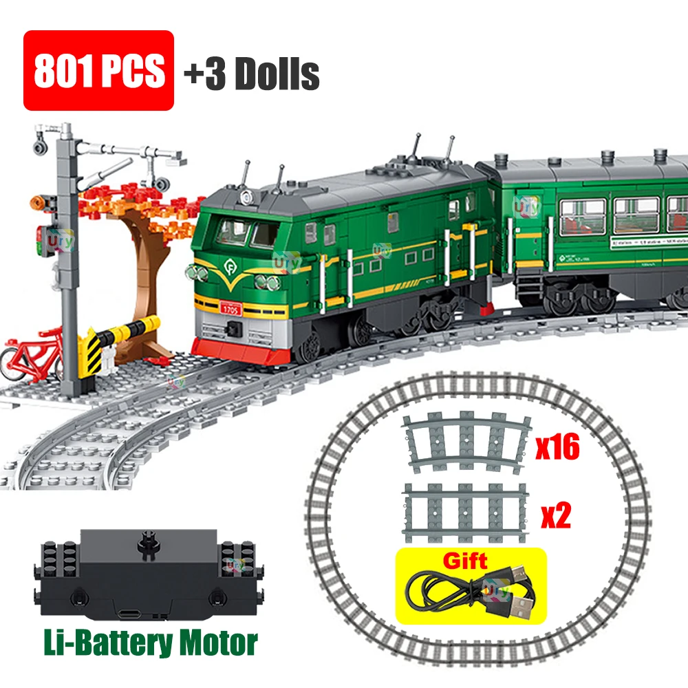 Power Tools Lego - テクニカルレトログリーン蒸気機関車シティカー電動モデル充電式リチウム電池モータービルディングブロックおもちゃギフト用