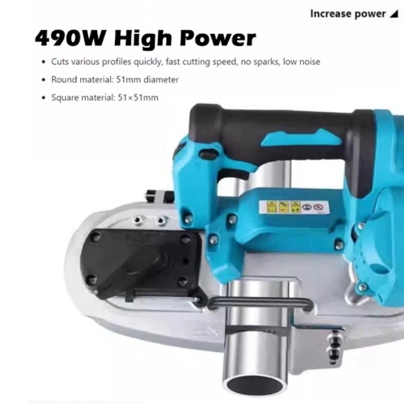 Power Tools Band - 490Wポータブルブラシレスバンドソー、ワイヤレスパワーソー、リチウム電池式ハンドヘルド金属・木材切断工具、18Vコードレス切断機