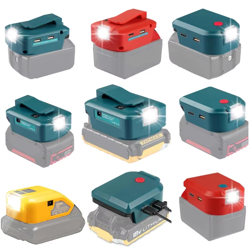 Power Tools Types - マキタ LED ライト用 Type-c+USB 付きライト付きアダプター ミルウォーキー用