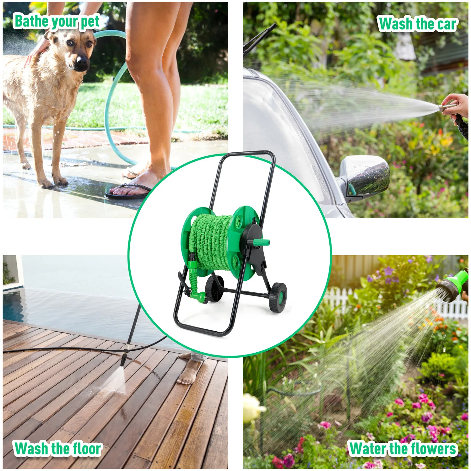 Power Tools Garden - プレミアムガーデンパワーツール水道管収納ラックリール、家庭用水道管リール、リール、農業用ガーデニング水車