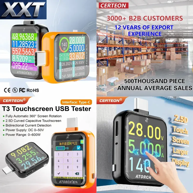 XXT T3 USB C電力計テスター 600W DC 0- - Power Tools Types のレビューと価格